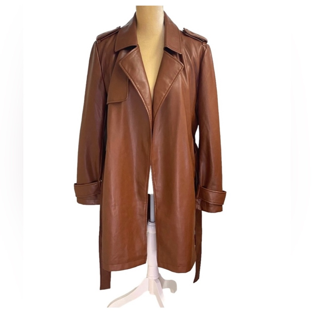 NWT Bagatelle faux leather Brown jacket with tie waist size S